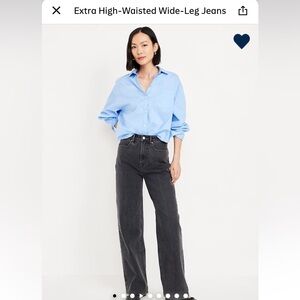 Old Navy Extra High-Waisted Wide-Leg Jean 
Black Wash